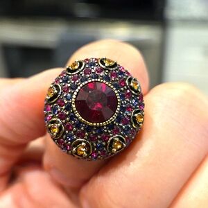 Heidi Daus Pink and Gold Ornate Ring